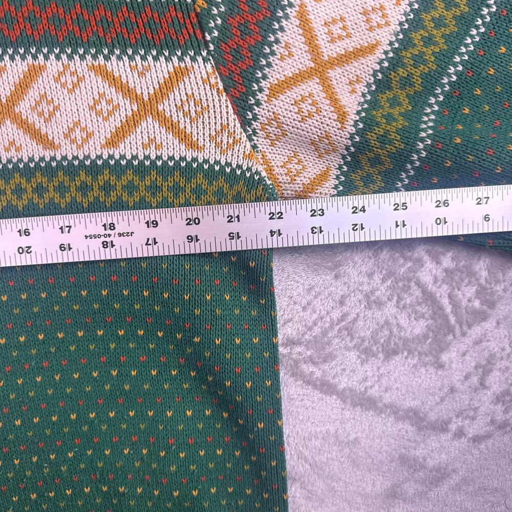 VTG Nordic Pattern Cardigan Green Wool Knit Women’s Large Sweater Button Up - Picture 4 of 8